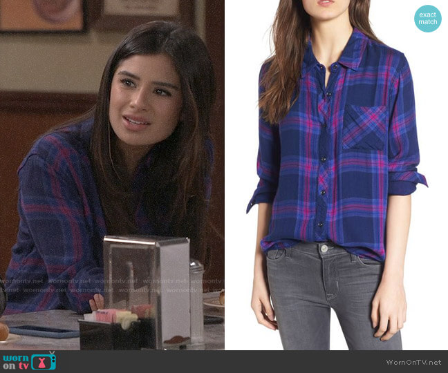 Rails Taitum Plaid Shirt in Navy / Ultra Violet worn by Sofia (Diane Guerrero) on Superior Donuts