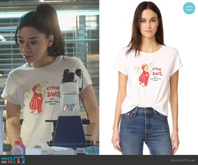 Re/Done Little Devil Graphic Tee worn by Ella Lopez (Aimee Garcia) on Lucifer