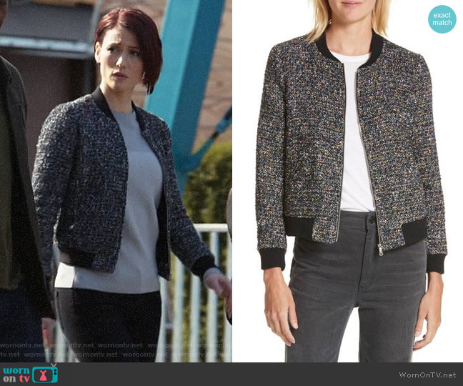 Rebecca Taylor Multi-Tweed Bomber Jacket worn by Alex Danvers (Chyler Leigh) on Supergirl