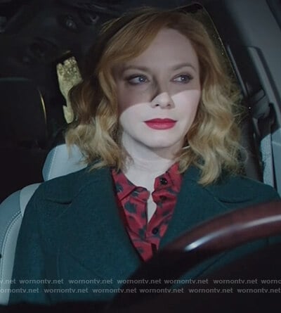 Beth’s red and black floral silk blouse on Good Girls