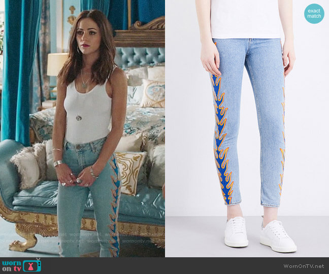 Sandro Flame Cropped Jeans worn by Princess Eleanor (Alexandra Park) on The Royals