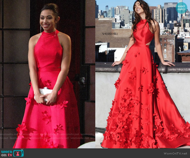 Sherri Hill Style #51116 in Red worn by Shauna (Camryn Hamm) on The Young and the Restless