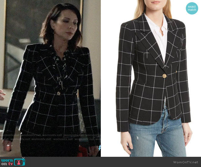 Smythe Duchess Windowpane Linen Blazer worn by Deann Anderson (Lexa Doig) on The Arrangement