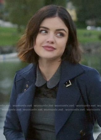 Stella’s grey collared dress with black lace panel on Life Sentence