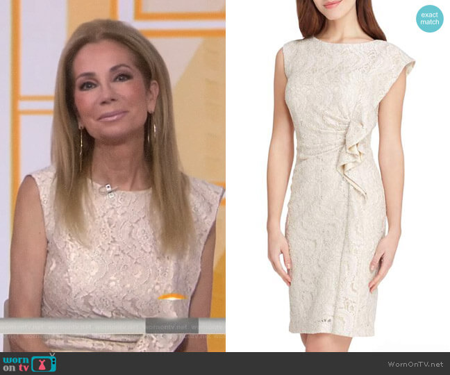 Tahari ASL Ruffle Lace Sheath Dress worn by Kathie Lee Gifford on Today