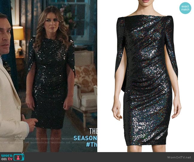 Talbot Runhof Konica Dress worn by Queen Helena (Elizabeth Hurley) on The Royals