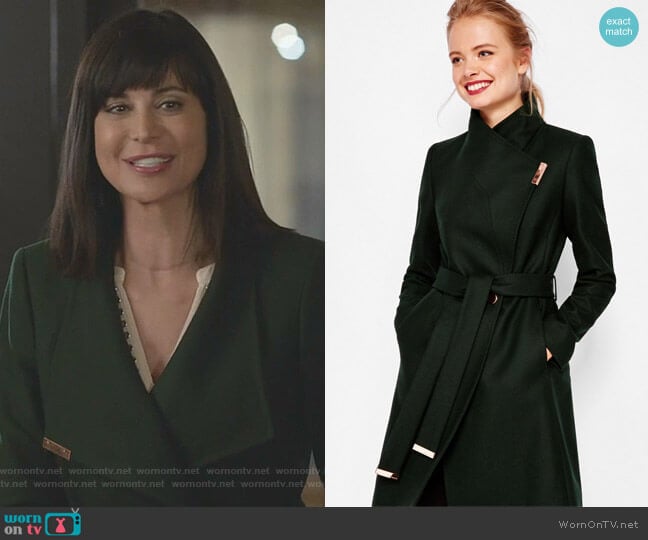Ted Baker Kikiie Cashmere-blend Wrap Front Coat worn by Cassandra Nightingale (Catherine Bell) on Good Witch