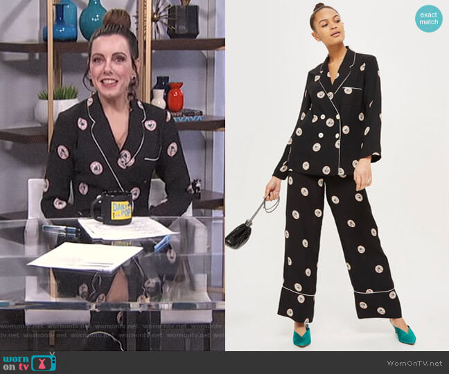 Topshop Printed Pyjama Jacket worn by Melanie Bromley on E! News