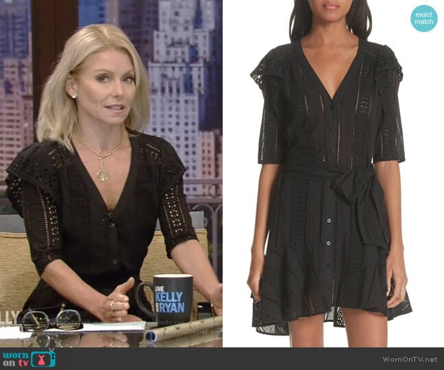 Veronica Beard Sima Eyelet Dress worn by Kelly Ripa on Live with Kelly and Mark