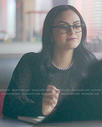 Veronica’s sheer black polka dot top on Riverdale