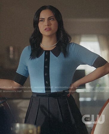 Veronica’s blue top with black collar on Riverdale