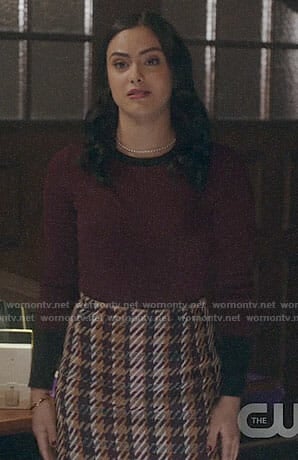 Veronica’s plaid tweed skirt on Riverdale