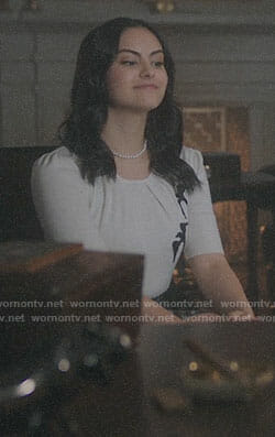 Veronica’s white top with birds on Riverdale