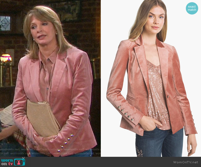 White House Black Market Velvet Blazer Jacket worn by Marlena Evans (Deidre Hall) on Days of our Lives
