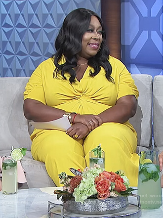 Loni’s yellow knotted jumpsuit on The Real