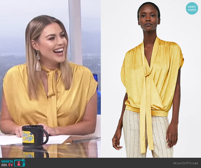 Zara Crossover top with Tie Detail worn by Carissa Loethen Culiner on E! News