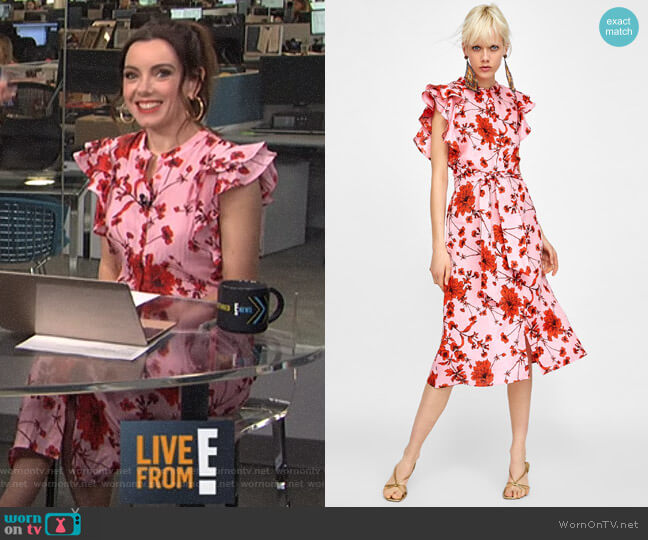 Zara Floral Print Linen Tunic worn by Melanie Bromley on E! News
