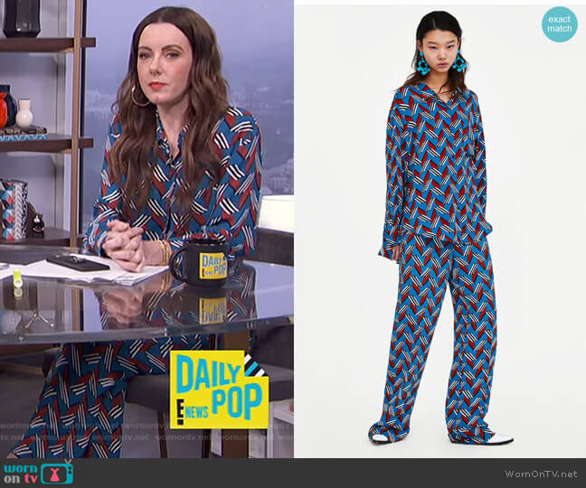 Zara Geometric Print Shirt worn by Melanie Bromley on E! News