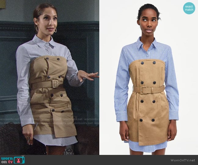 Zara Contrast Striped Dress worn by Lily Winters (Christel Khalil) on The Young and the Restless