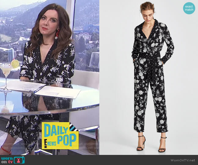Zara Floral Print Jumpsuit worn by Melanie Bromley on E! News