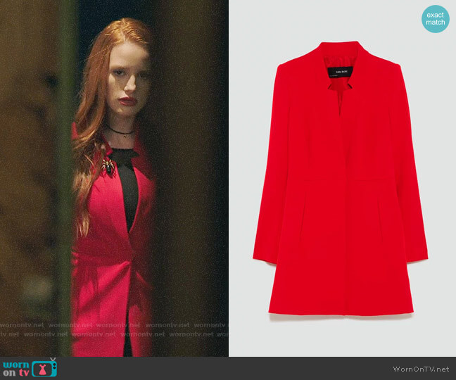 Zara Inverted Lapel Frock Coat worn by Cheryl Blossom (Madelaine Petsch) on Riverdale