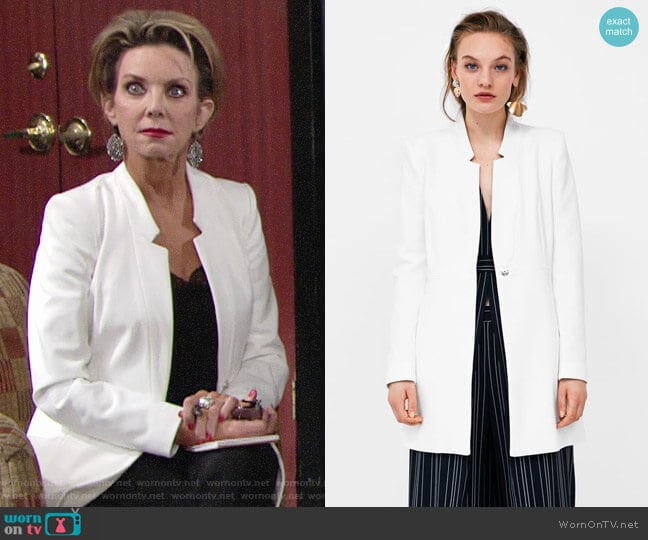 Zara Inverted Lapel Frock Coat worn by Gloria Abbott Bardwell (Judith Chapman) on The Young and the Restless