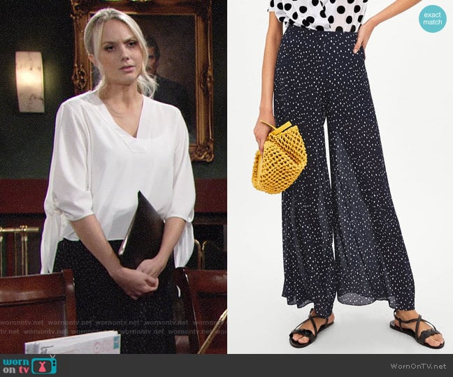 Zara Pleated Polka Dot Pants worn by Abby Newman (Melissa Ordway) on The Young and the Restless