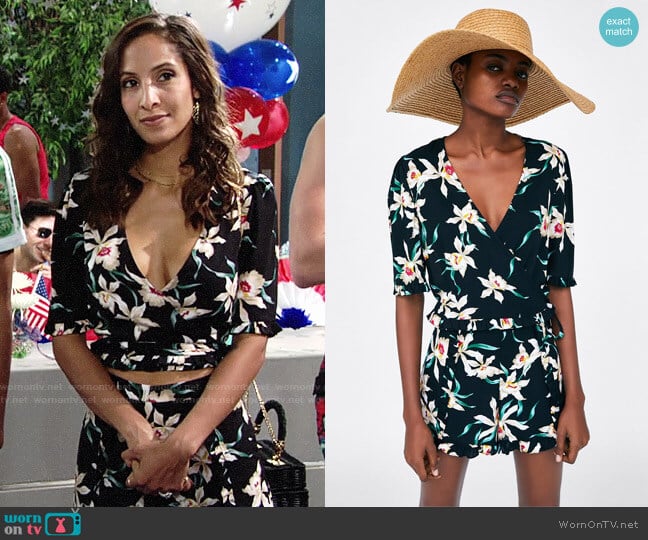 Zara Printed Shirt with Bow worn by Lily Winters (Christel Khalil) on The Young and the Restless