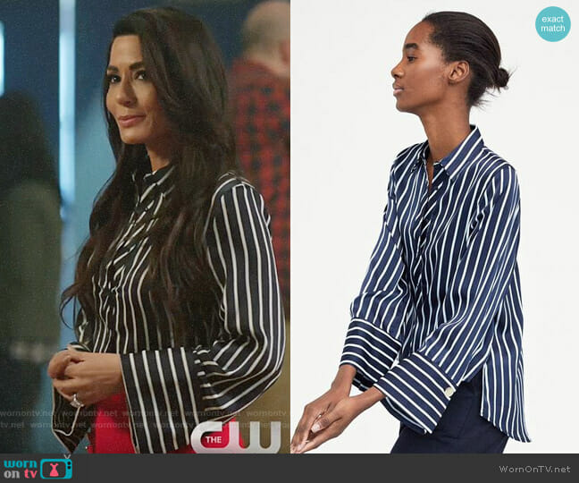 Zara Striped Satin Shirt worn by Hermione Lodge (Marisol Nichols) on Riverdale