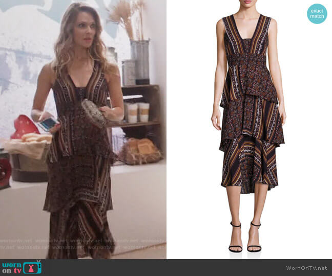 ALC Hayley Scarf-Print Tiered Dress worn by Phoebe Wells (Beau Garrett) on Girlfriends Guide to Divorce