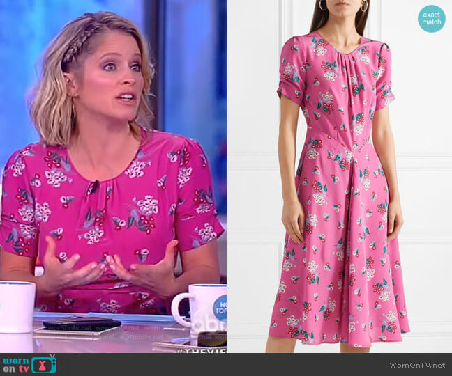 Altuzarra Tuesday floral-print silk crepe de chine dress worn by Sara Haines on The View