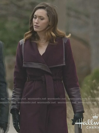 Abigail’s purple leather trimmed wrap coat on Good Witch