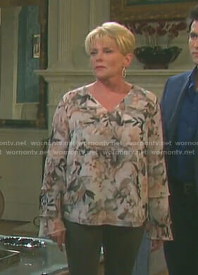 Adrienne’s floral tiered sleeve top on Days of our Lives