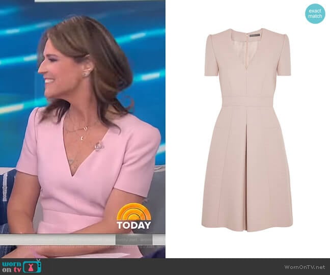 Alexander McQueen Pleated Wool-Blend Mini Dress worn by Savannah Guthrie on Today