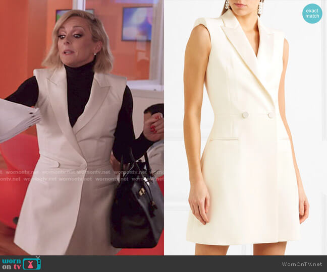 Alexander McQueen Satin-Trimmed Cady Mini Dress worn by Jacqueline Voorhees (Jane Krakowski) on Unbreakable Kimmy Schmidt