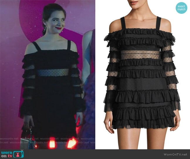 Alexis Brandi Off-the-Shoulder Tiered Ruffled Mini Dress worn by Jane Sloan (Katie Stevens) on The Bold Type