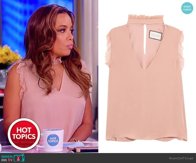 Alexis Lilibeth ruffled cutout silk crepe de chine top worn by Sunny Hostin on The View