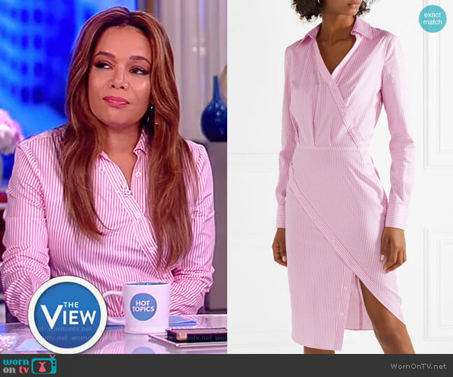Altuzarra Monday pinstriped cotton-twill shirt dress worn by Sunny Hostin on The View