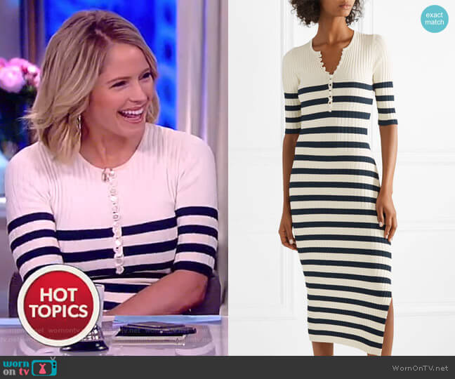 Altuzarra Sunday striped ribbed stretch-knit midi dress worn by Sara Haines on The View
