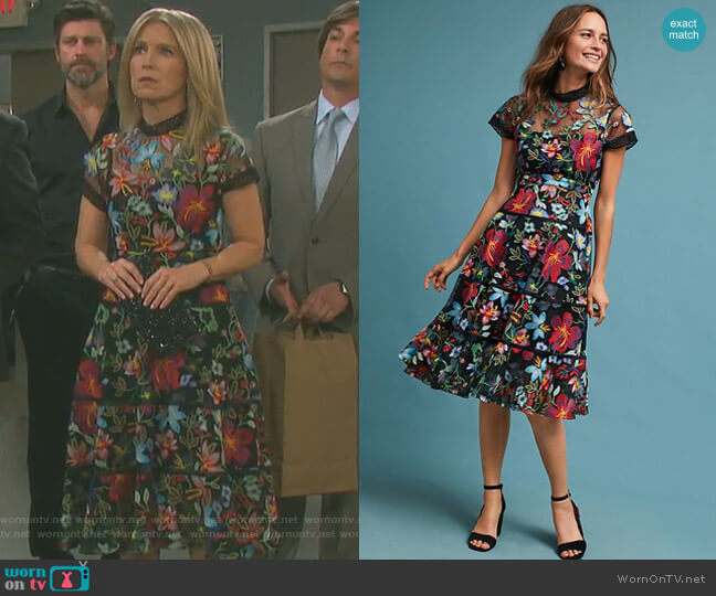 Anthropologie Janine Embroidered Dress worn by Jennifer Horton (Melissa Reeves) on Days of our Lives