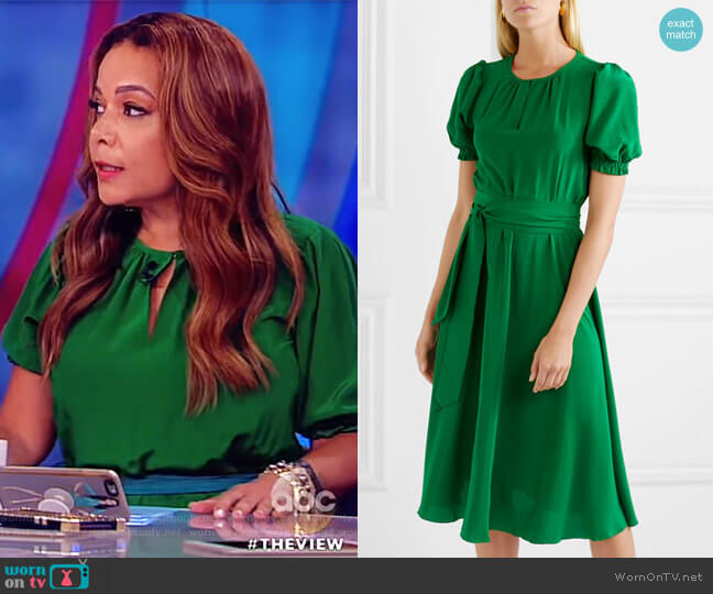 Aross Girl X Soler Brooke belted silk crepe de chine midi dress worn by Sunny Hostin on The View