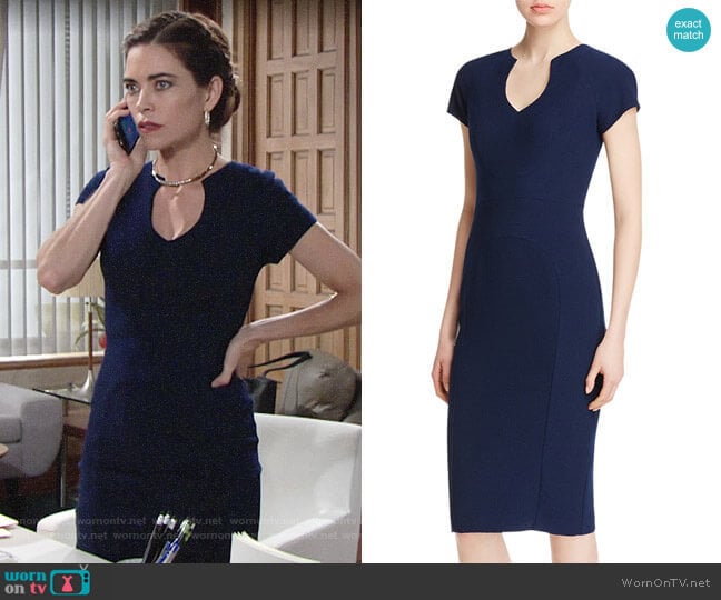Black Halo Gyspy Rose Sheath Dress worn by Victoria Newman (Amelia Heinle) on The Young and the Restless