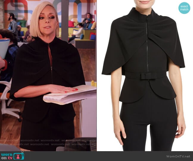Brandon Maxwell Zip-Front Cape-Sleeve Jacket worn by Jacqueline Voorhees (Jane Krakowski) on Unbreakable Kimmy Schmidt