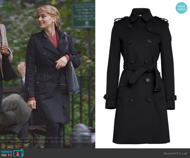 Burberry Kensington Double Breasted Wool & Cashmere Trench Coat worn by Lizzie Needham (Bojana Novakovic) on Instinct