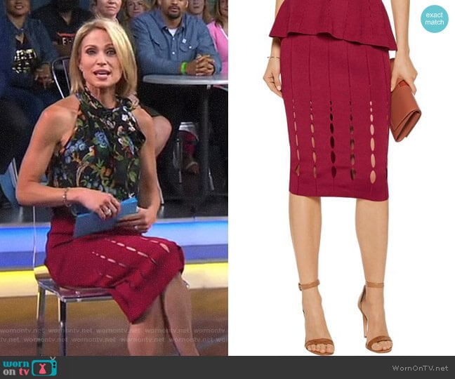 Cushnie et Ochs Cutout Stretch-Knit Skirt worn by Amy Robach on Good Morning America