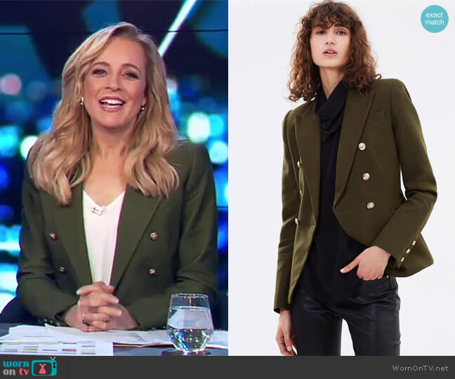 Camilla and Marc Dimmer Blazer worn by Carrie Bickmore on The Project