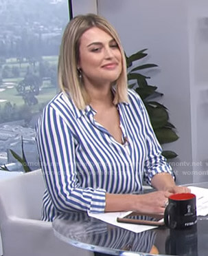 Carissa’s blue striped shirt on E! News Daily Pop