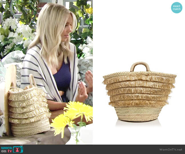 Metallic Fringe Straw Tote Caterina Bertini worn by Abby Newman (Melissa Ordway) on The Young and the Restless