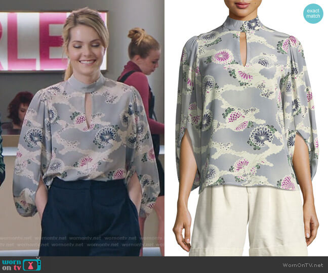 Co Mock-Neck Silk Kimono Blouse worn by Sutton (Meghann Fahy) on The Bold Type