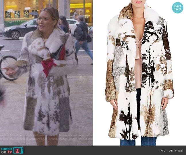 Co Rabbit Fur Coat worn by Kelsey Peters (Hilary Duff) on Younger